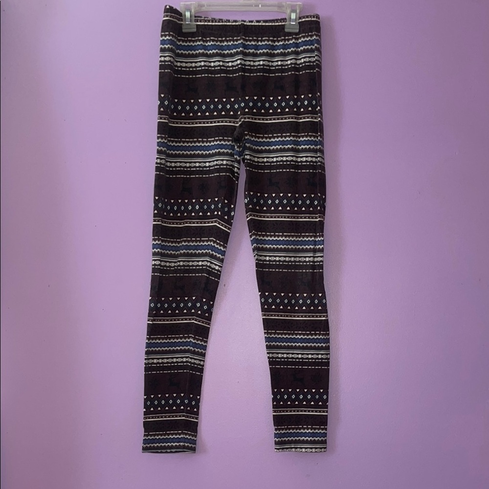Forever 21 Patterned Knit Leggings - Black and White